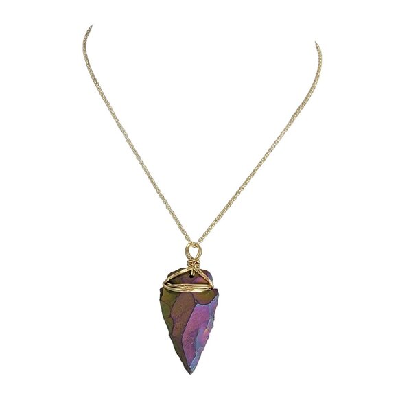 Peacock Ore Arrowhead Necklace Gold Adjustable Chain Women Jewelry New Box Clasp - Picture 7 of 14